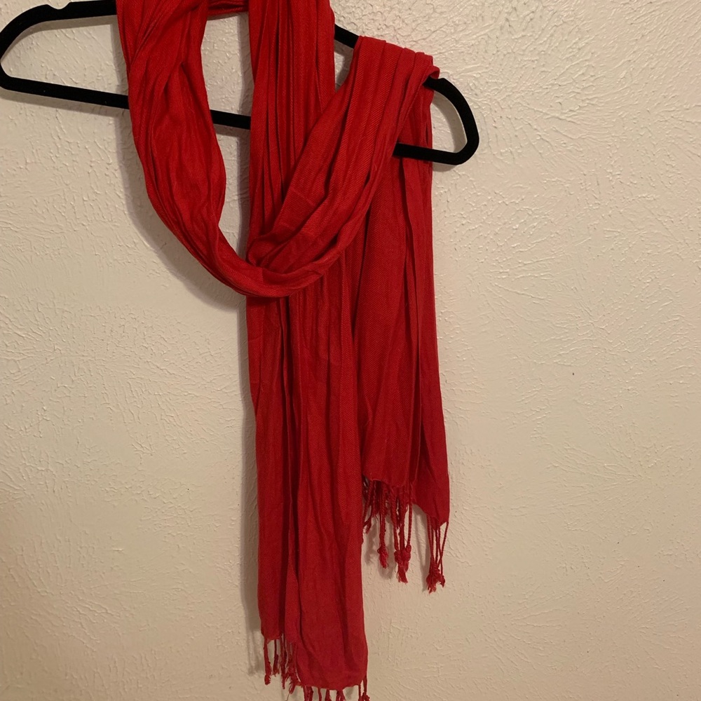 Nice red scarf.